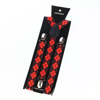 Подтяжки взрослые, ширина 2,5 см, цвет черный/красный