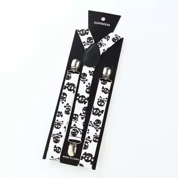 Подтяжки взрослые, ширина 2,5 см, цвет белый/черный