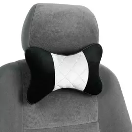 Подушка автомобильная для шеи 27×17 см, велюр, черный с серой вставкой
