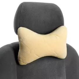 Подушка автомобильная для шеи 28×18 см, велюр, бежевый