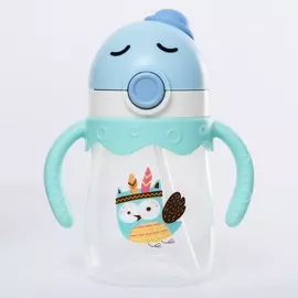 Поильник детский с силиконовой трубочкой, 300 мл., цвет голубой