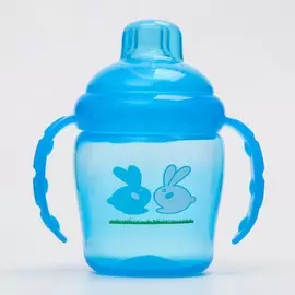 Поильник - непроливайка детский m&b с мягким носиком, от 9 мес., 250 мл., с ручками, голубой