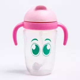 Поильник детский с трубочкой, 300 мл., цвет розовый