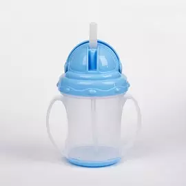 Поильник с трубочкой, 180 мл, от 5 мес., цвет голубой