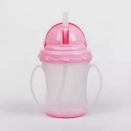 Поильник с трубочкой, 180 мл, от 5 мес., цвет розовый