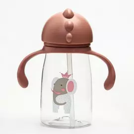Поильник с трубочкой, 350 мл., цвет коричневый