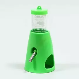 Поилка 80 мл с основанием-домиком для мелких грызунов, 8 х 8 х 16,5 см, зеленая