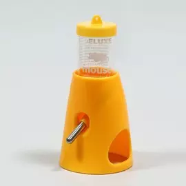 Поилка 80 мл с основанием-домиком для мелких грызунов, 8 х 8 х 16,5 см, желтая