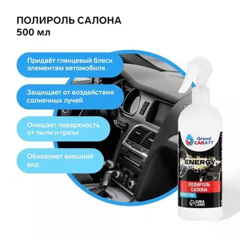 Полироль пластика grand caratt глянцевый, energy, 500 мл, спрей