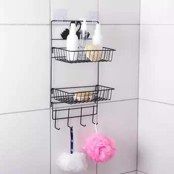 Полка 3-х ярусная, 6 крючков, 473014 см, черная