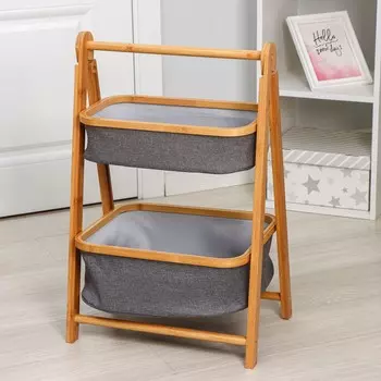 Полка - этажерка двухуровневая ladm, 44.533.568.5 см, серая