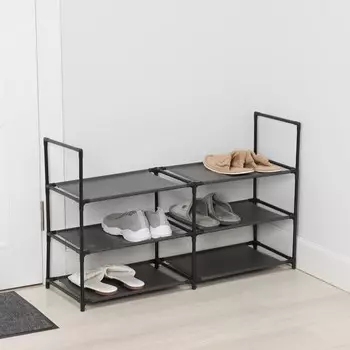 Полка для обуви ladоm, 3 яруса, 903057 см, черная