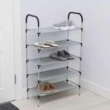 Полка для обуви ladоm, 5 ярусов, 6030102 см, серая