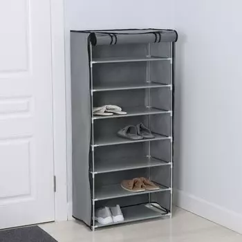 Полка для обуви с чехлом ladоm, 7 уровней, 6030123 см, серая