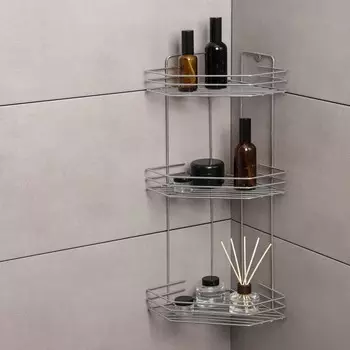 Полка для ванной угловая 3-ярусная, 20.520.552 см, хром