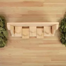 Полка комбинированная 5 крючков, 42х12х24см, липа