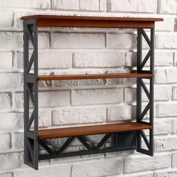 Полка лофт, трехъярусная, 495014 см, орех