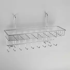 Полка на рейлинг с крючками доляна, 291017 см, хромированная