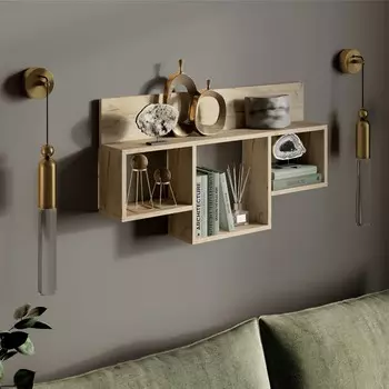 Полка ларго 016, настенная, навесная, 900х150х500, дуб крафт серый