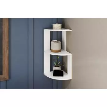 Полка угловая настольная и навесная лео №3, 250х250х550, белый