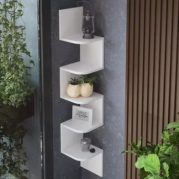 Полка угловая навесная лофт, 224х224х1280, белый