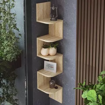 Полка угловая навесная лофт, 224х224х1280, дуб сонома