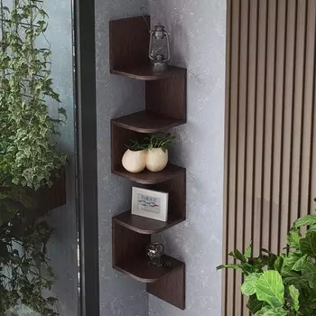 Полка угловая навесная лофт, 224х224х1280, венге