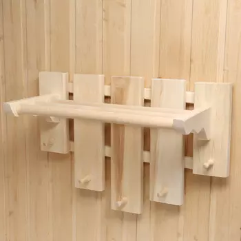 Полка - вешалка для бани и сауны, 585030 см, настенная, липа, 5 крючков,