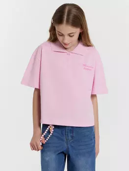 Поло для девочек розовое с надписью