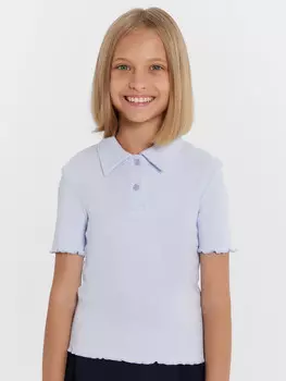 Поло для девочек в нежно-голубом цвете