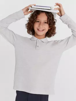 Поло для мальчиков в цвете серый меланж