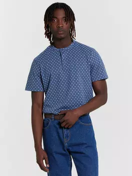 Поло мужское синее с принтом