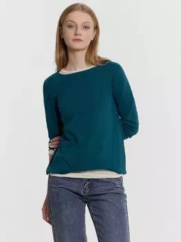 Полуприлегающий темно-зеленый джемпер с укороченными рукавами