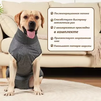 Попона послеоперационная, полиэстер+спандекс, xs (ог 45-54, от 33-38 см, вес 14-20 кг)