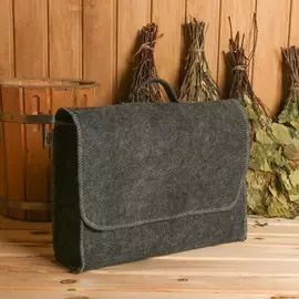 Банный портфель, полиэфир 70%, шерсть 30%, серый