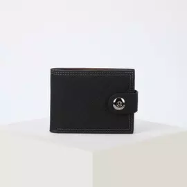 Портмоне на клапане, для купюр, для карт, цвет чёрный