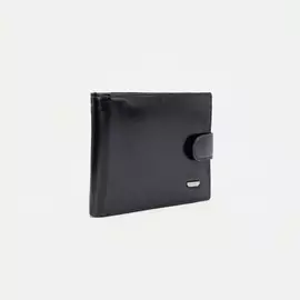 Портмоне на кнопке, для купюр, для карт, для монет, цвет чёрный