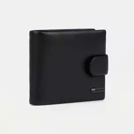 Портмоне на кнопке, для купюр, для карт, для монет, цвет чёрный