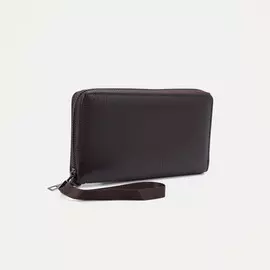 Портмоне на молнии, для купюр, для карт, для монет, цвет коричневый