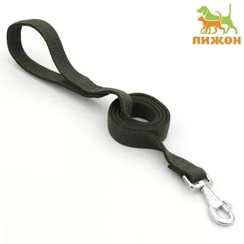 Поводок двухслойный с усиленным карабином, 1.2 м 2.5 см, зеленый