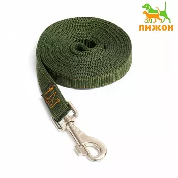 Поводок двухслойный с усиленным карабином, 2 м х 2 см, зеленый