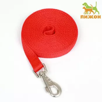 Поводок двухслойный с усиленным карабином, 3 м 2 см, красный
