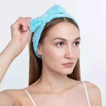 Повязка на голову этель, цвет голубой, 100% п/э