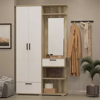 Прихожая №3, 1100x370x2000, дуб солсбери светлый/белый