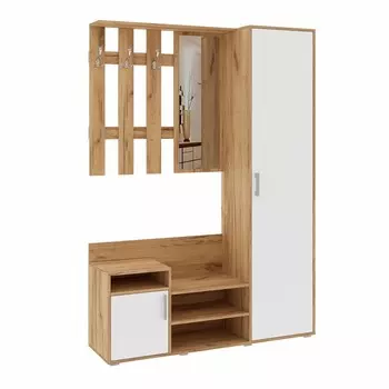 Прихожая визит, 1440х400х2052, белый глянец/дуб крафт