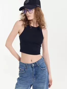 Прилегающий топ из рибаны черного цвета