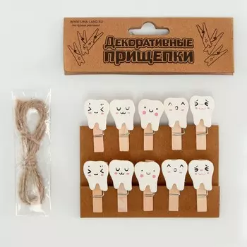 Прищепки декоративные с веревкой для подвеса