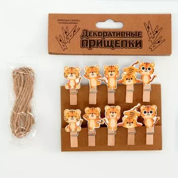 Прищепки декоративные с веревкой для подвеса