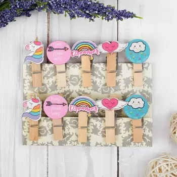 Прищепки декоративные с веревкой для подвеса