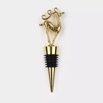 Пробка для бутылки новогодняя magistro deer, 12,5 см, цвет золотой